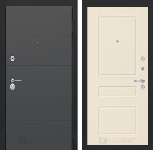 Входная дверь Лабиринт ART графит 03 - Крем софт