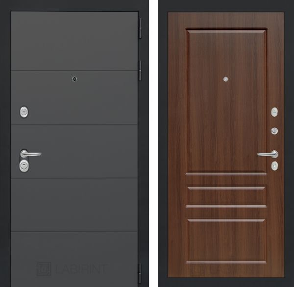 Входная дверь Лабиринт ART графит 03 - Орех бренди