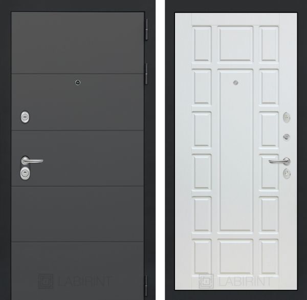 Входная дверь Лабиринт ART графит 12 - Белое дерево
