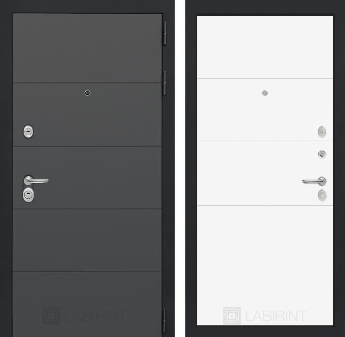 Входная дверь Лабиринт ART графит 13 - Белый софт