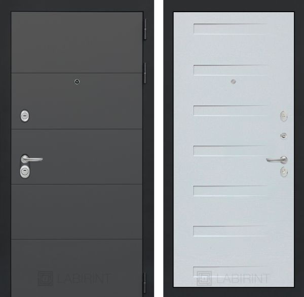 Входная дверь Лабиринт ART графит 14 - Дуб кантри белый горизонтальный