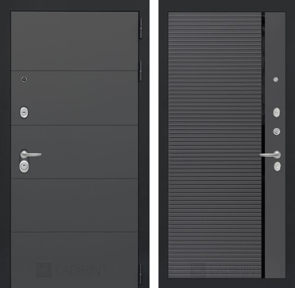 Входная дверь Лабиринт ART графит 22 - Графит софт, черная вставка