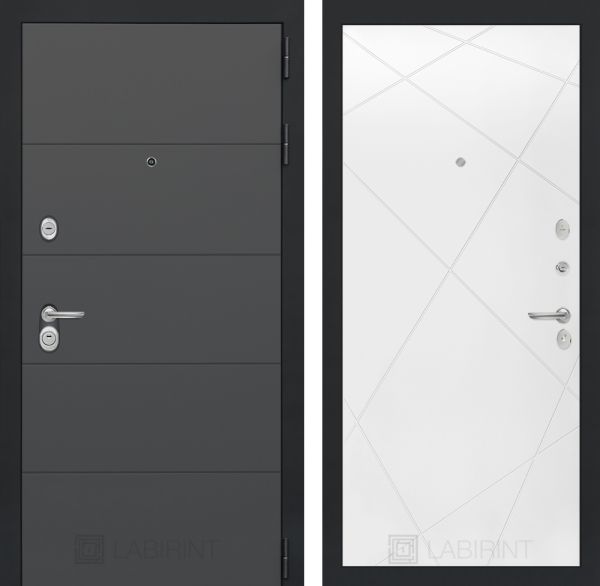 Входная дверь Лабиринт ART графит 24 - Белый софт