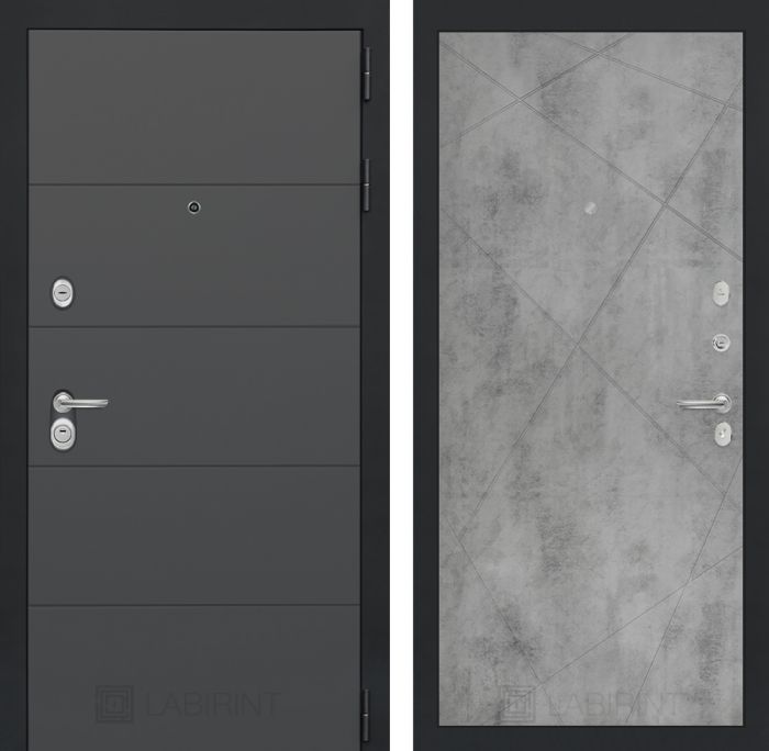 Входная дверь Лабиринт ART графит 24 - Бетон светлый