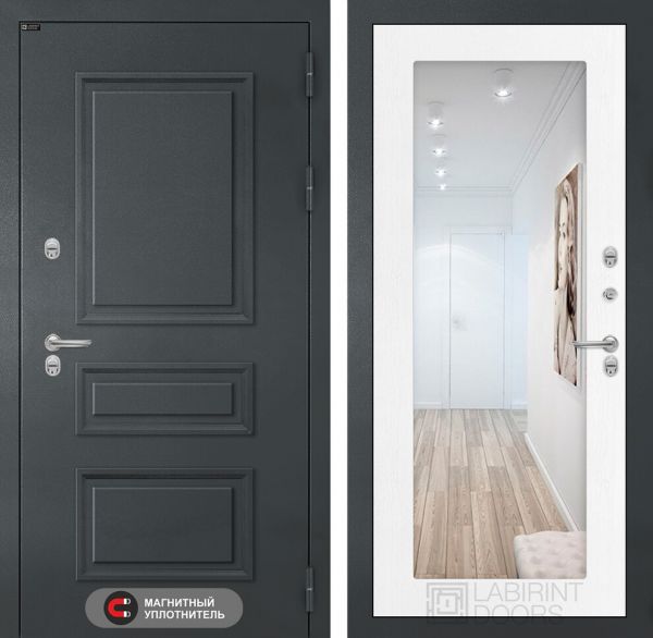 Входная дверь Лабиринт Атлантик с Зеркалом 18 - Белое дерево