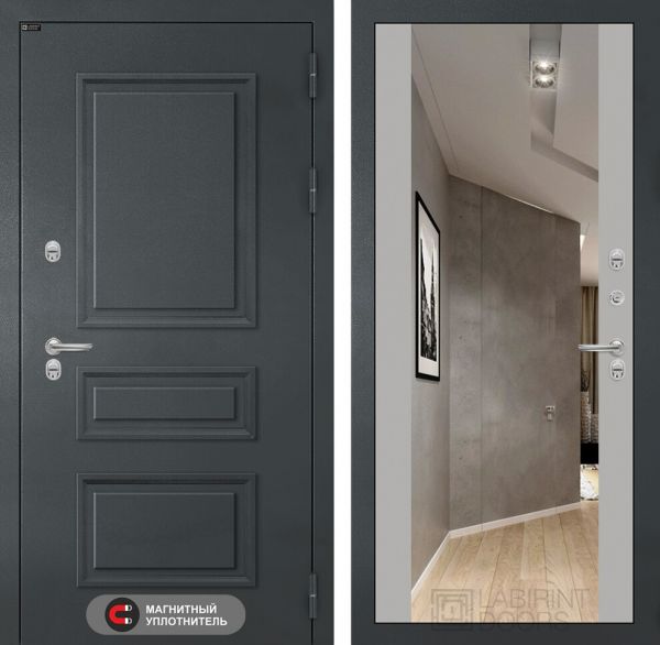 Входная дверь Лабиринт Атлантик с зеркалом Максимум - Грей софт