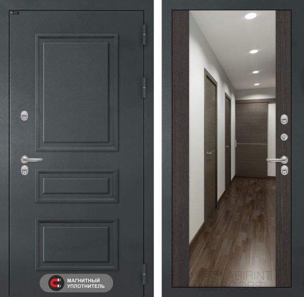 Входная дверь Лабиринт Атлантик с зеркалом Максимум - Венге