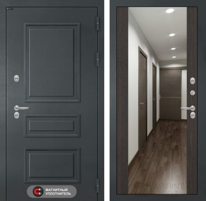 Входная дверь Лабиринт Атлантик с зеркалом Максимум - Венге