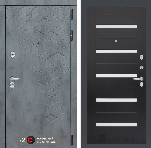 Входная дверь Лабиринт Бетон замок Mottura 01 - Венге, стекло белое