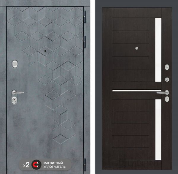 Входная дверь Лабиринт Бетон замок Mottura 02 - Венге, стекло белое