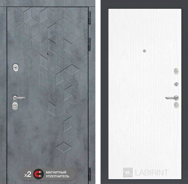 Входная дверь Лабиринт Бетон замок Mottura 07 - Белое дерево