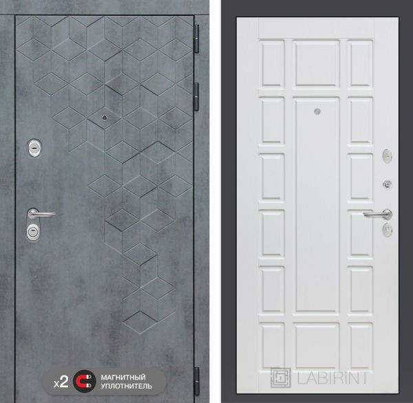 Входная дверь Лабиринт Бетон замок Mottura 12 - Белое дерево