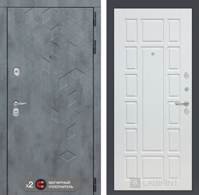 Входная дверь Лабиринт Бетон замок Mottura 12 - Белое дерево