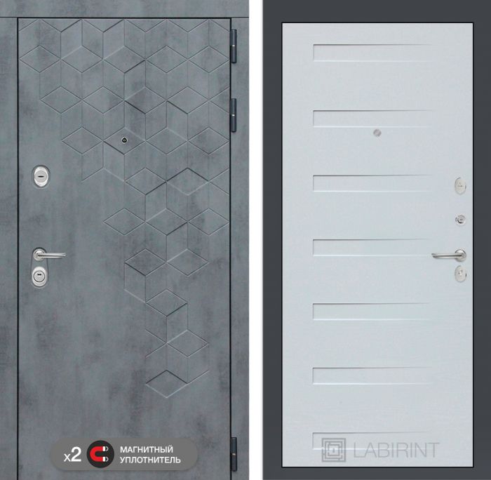 Входная дверь Лабиринт Бетон замок Mottura 14 - Дуб кантри белый горизонтальный