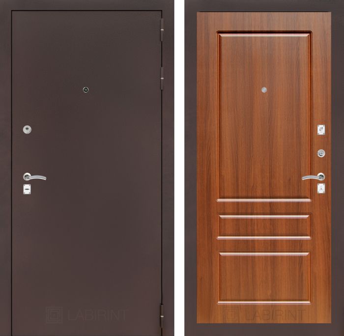 Входная дверь Лабиринт CLASSIC антик медный 03 - Орех бренди
