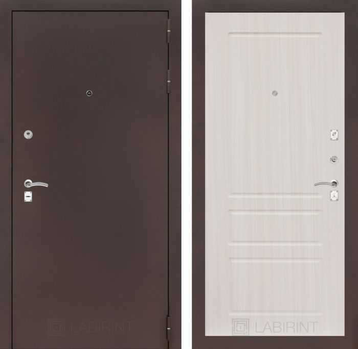 Входная дверь Лабиринт CLASSIC антик медный 03 - Сандал белый