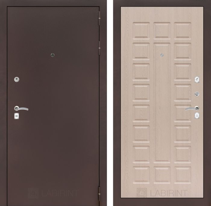 Входная дверь Лабиринт CLASSIC антик медный 04 - Беленый дуб