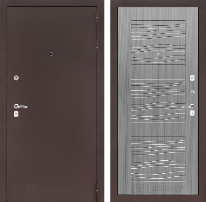 Входная дверь Лабиринт CLASSIC антик медный 06 - Сандал серый