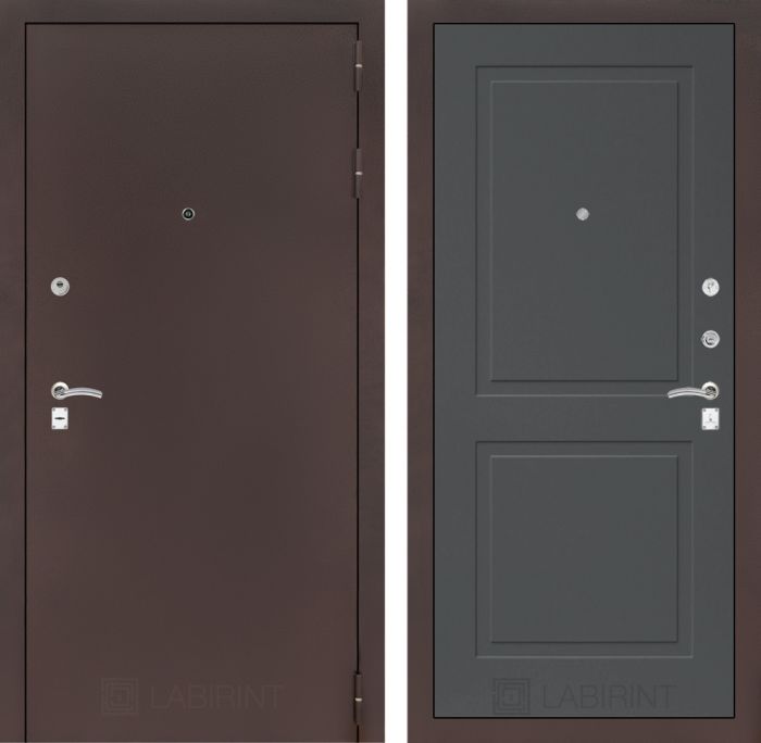 Входная дверь Лабиринт CLASSIC антик медный 11 - Графит софт