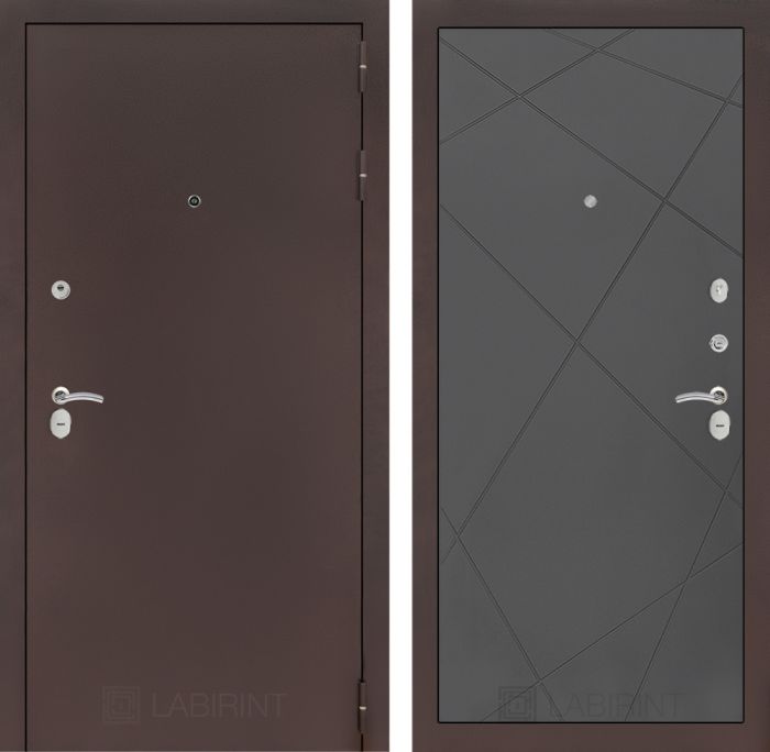Входная дверь Лабиринт CLASSIC антик медный 24 - Графит софт