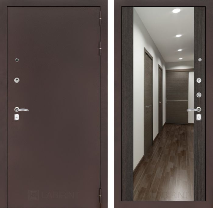 Входная дверь Лабиринт CLASSIC антик медный с Зеркалом Максимум - Венге