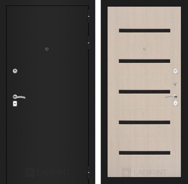 Входная дверь Лабиринт CLASSIC шагрень черная 01 - Беленый дуб