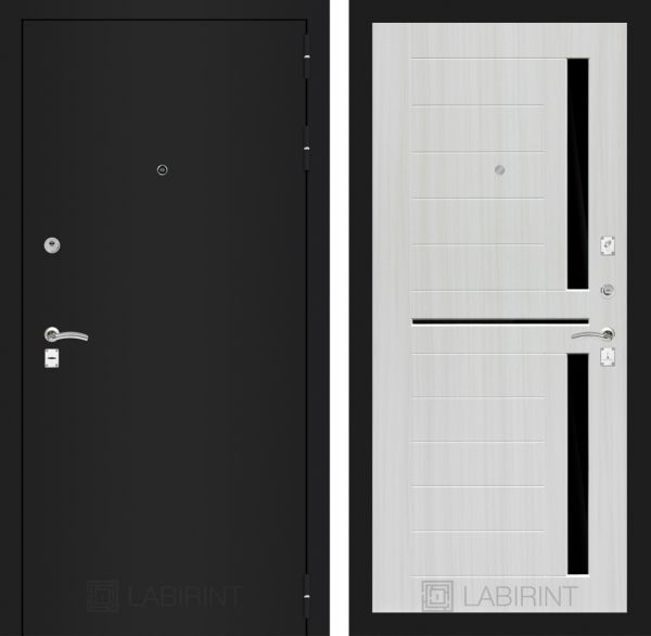 Входная дверь Лабиринт Classic шагрень черная 02 - Сандал белый