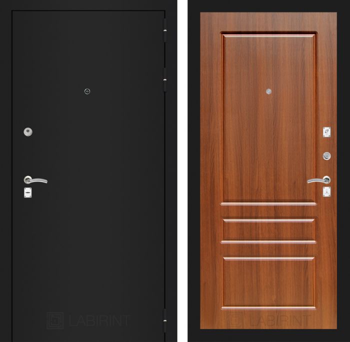Входная дверь Лабиринт CLASSIC шагрень черная 03 - Орех бренди