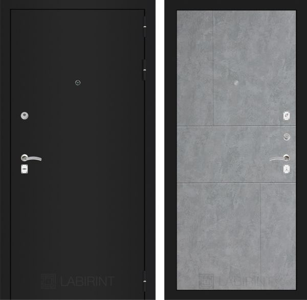 Входная дверь Лабиринт CLASSIC шагрень черная 21 - Бетон светлый