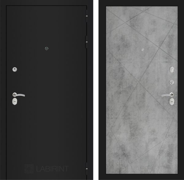 Входная дверь Лабиринт CLASSIC шагрень черная 24 - Бетон светлый