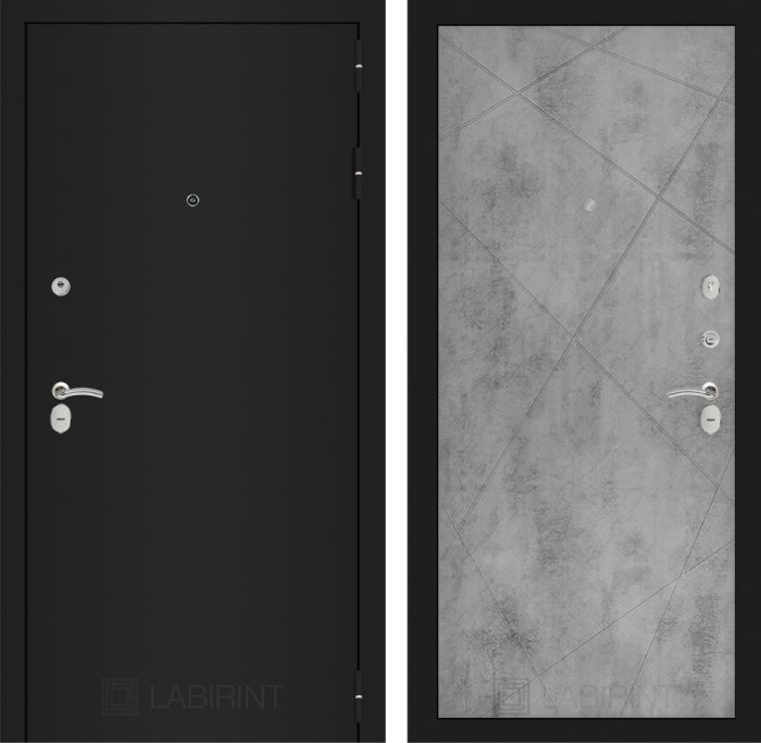 Входная дверь Лабиринт CLASSIC шагрень черная 24 - Бетон светлый