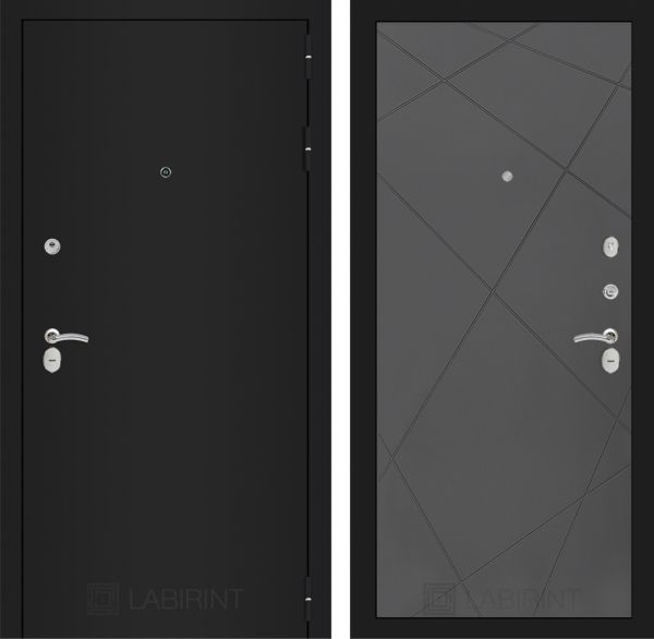 Входная дверь Лабиринт CLASSIC шагрень черная 24 - Графит софт