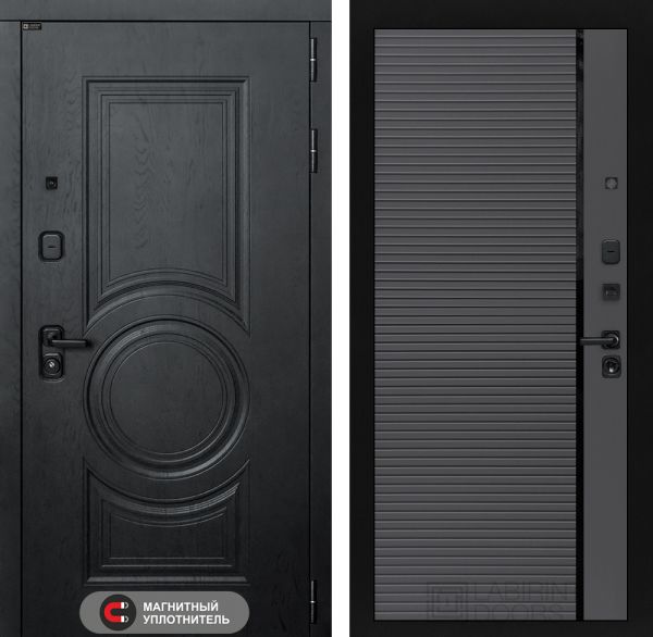 Входная дверь Лабиринт GRAND 22 - Графит софт, черная вставка