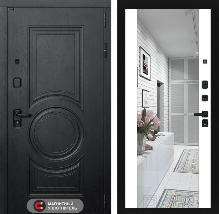 Входная дверь Лабиринт GRAND с Зеркалом Максимум - Белый софт