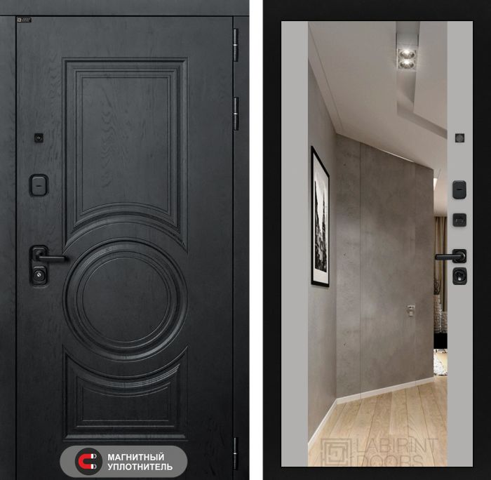 Входная дверь Лабиринт GRAND с Зеркалом Максимум - Грей софт