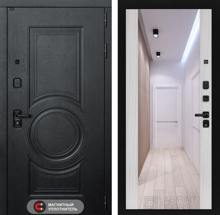 Входная дверь Лабиринт GRAND с Зеркалом Максимум - Сандал белый