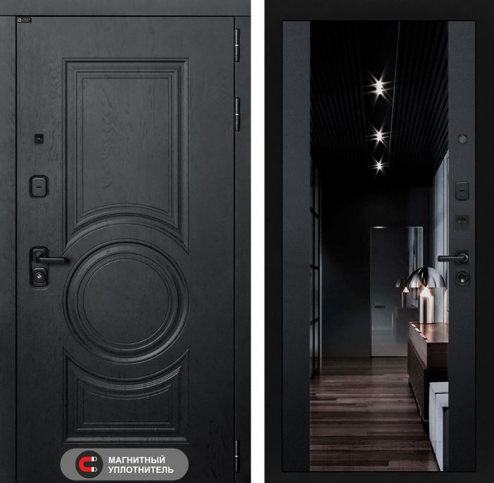 Входная дверь Лабиринт GRAND с Зеркалом тонированным Максимум - Черный кварц