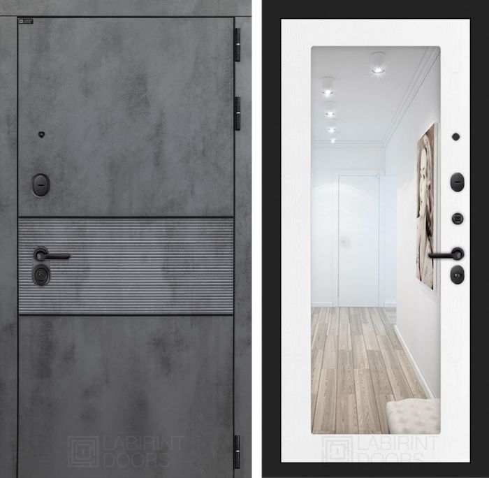 Входная дверь Лабиринт INFINITY с Зеркалом 18 - Белое дерево