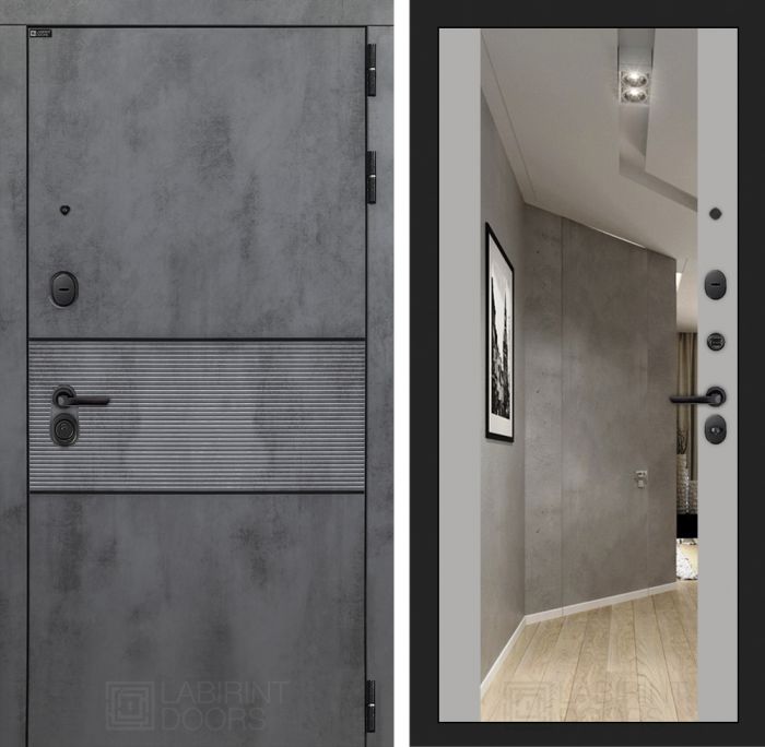 Входная дверь Лабиринт INFINITY с Зеркалом Максимум - Грей софт