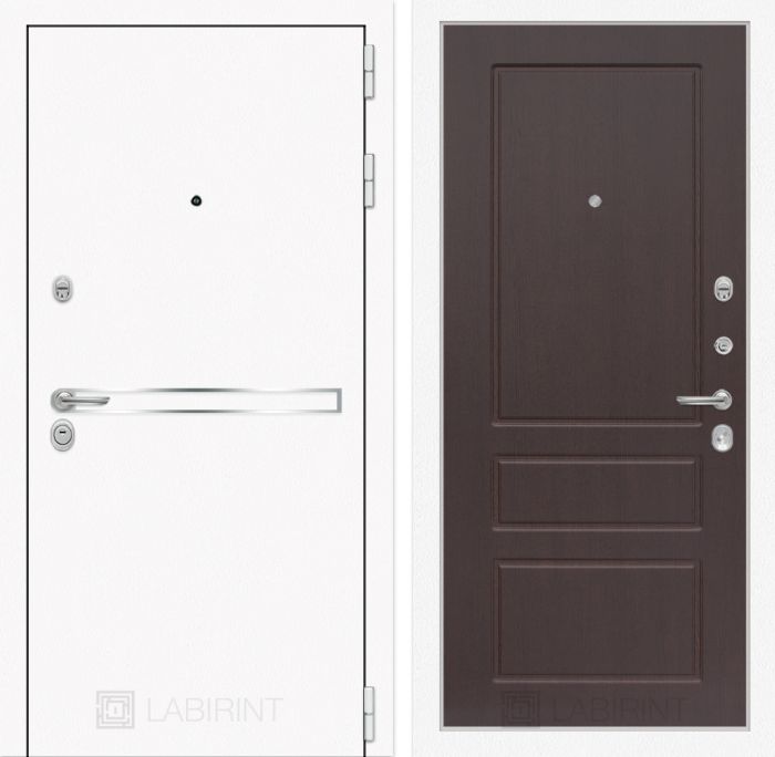 Входная дверь Лабиринт Лайн WHITE 03 - Орех премиум