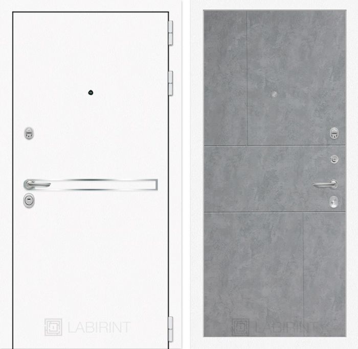 Входная дверь Лабиринт Лайн WHITE 21 - Бетон светлый