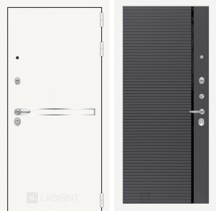 Входная дверь Лабиринт Лайн WHITE 22 - Графит софт, черная вставка