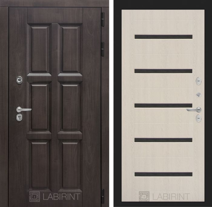 Входная дверь Лабиринт Лондон 01 - Беленый дуб, стекло черное