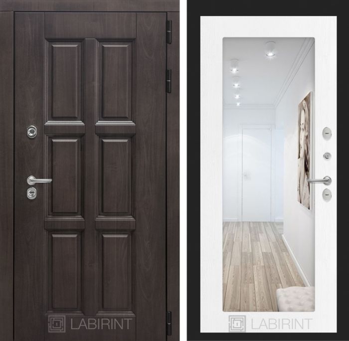 Входная дверь Лабиринт Лондон с зеркалом 18 - Белое дерево