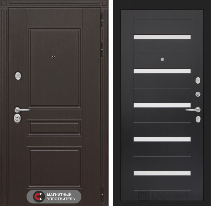 Входная дверь Лабиринт Мегаполис 01 - Венге, стекло белое