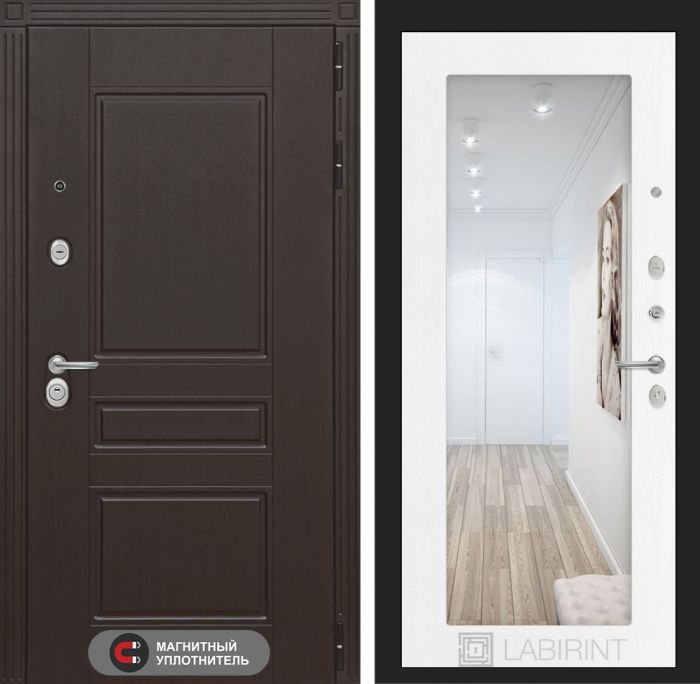 Входная дверь Лабиринт Мегаполис с Зеркалом 18 - Белое дерево