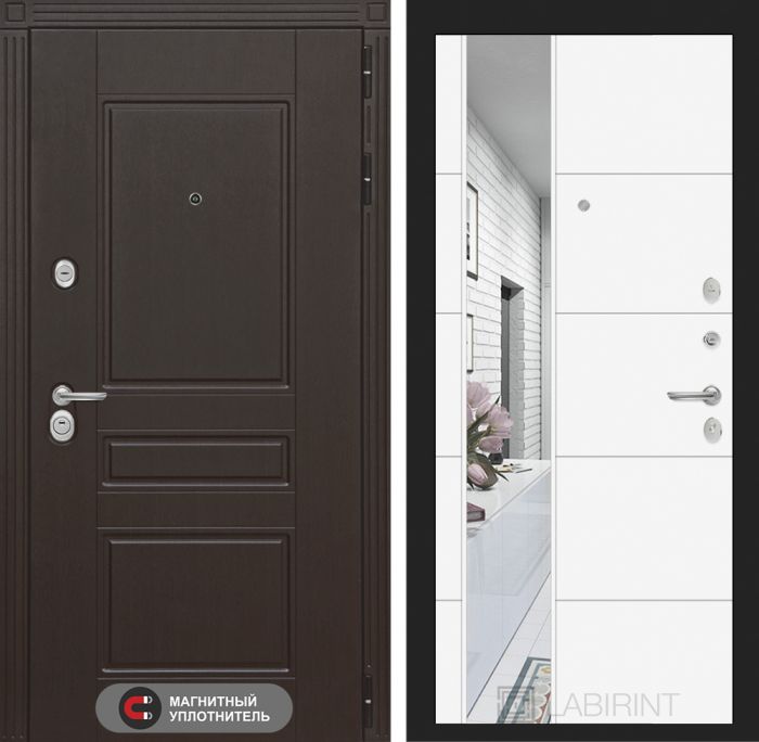 Входная дверь Лабиринт Мегаполис с Зеркалом 19 - Белый софт