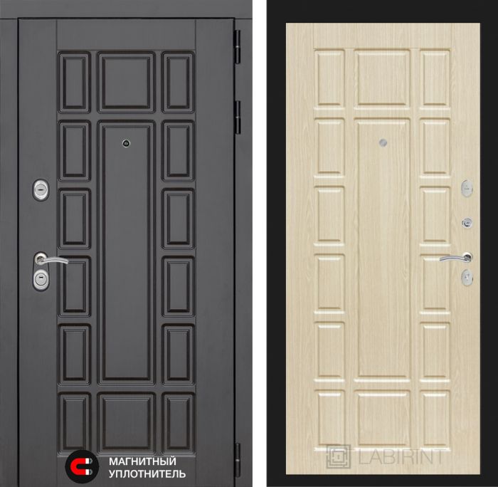 Входная дверь Лабиринт Нью-Йорк замок Mottura 12 - Беленый дуб