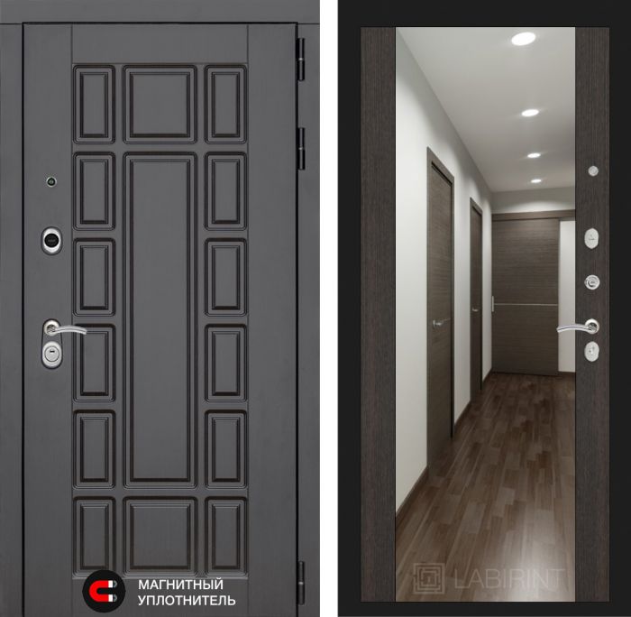 Входная дверь Лабиринт Нью-Йорк с Зеркалом Максимум замок Mottura - Венге