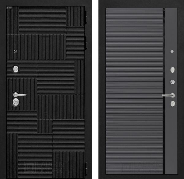 Входная дверь Лабиринт PAZL 22 - Графит софт, черный молдинг